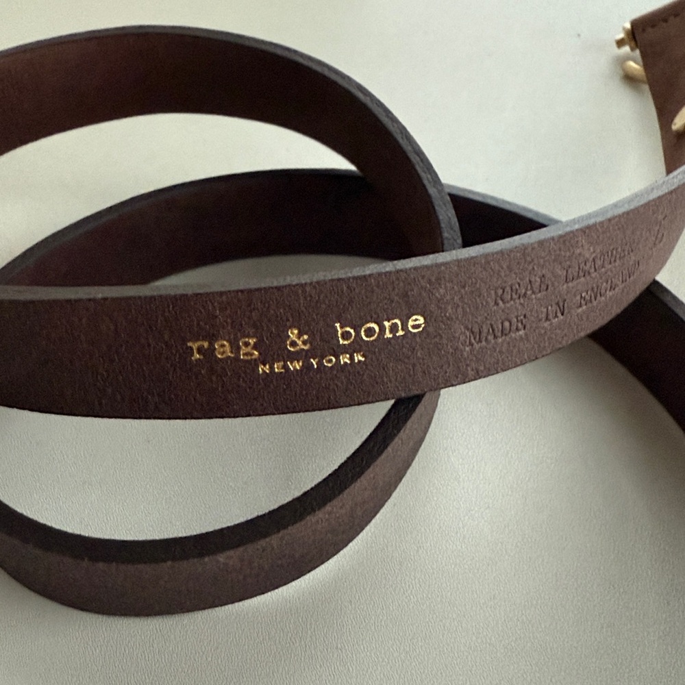 rag & bone Brown Leather Hip Belt with Gold Buckle - Picture 3 of 6